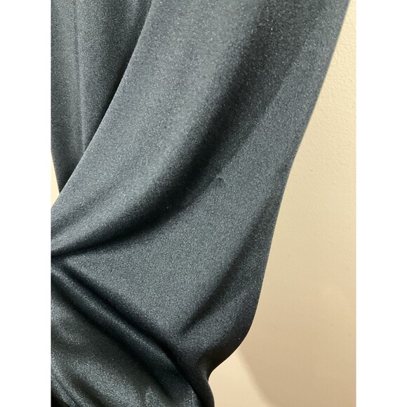 Vintage Womens Draped Front Midi Dress 8 Black Glam Party Formal Cocktail 80s - Picture 9 of 12